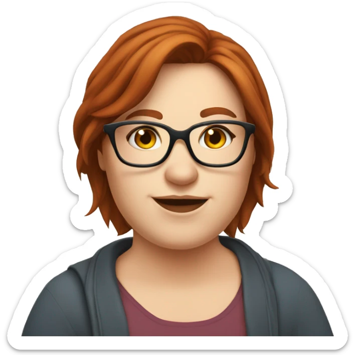 Fat man brown hair glasses skinny woman pretty redhead glasses sticker