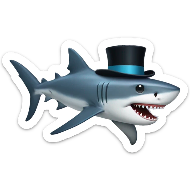 Shark with a top hat sticker