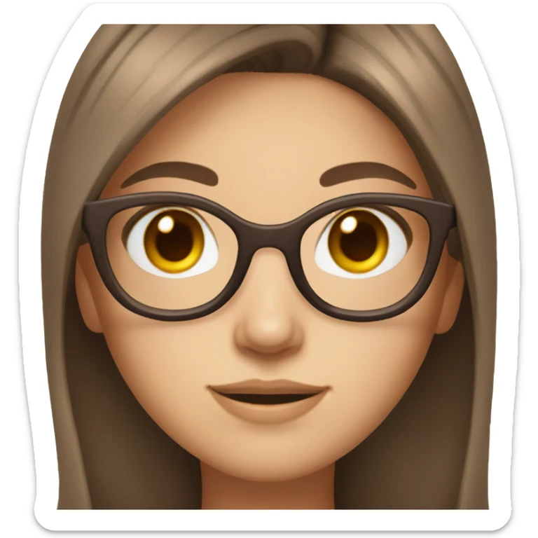 girl with fair skin and long strait middle part brown hair and brown eyes with glasses  sticker