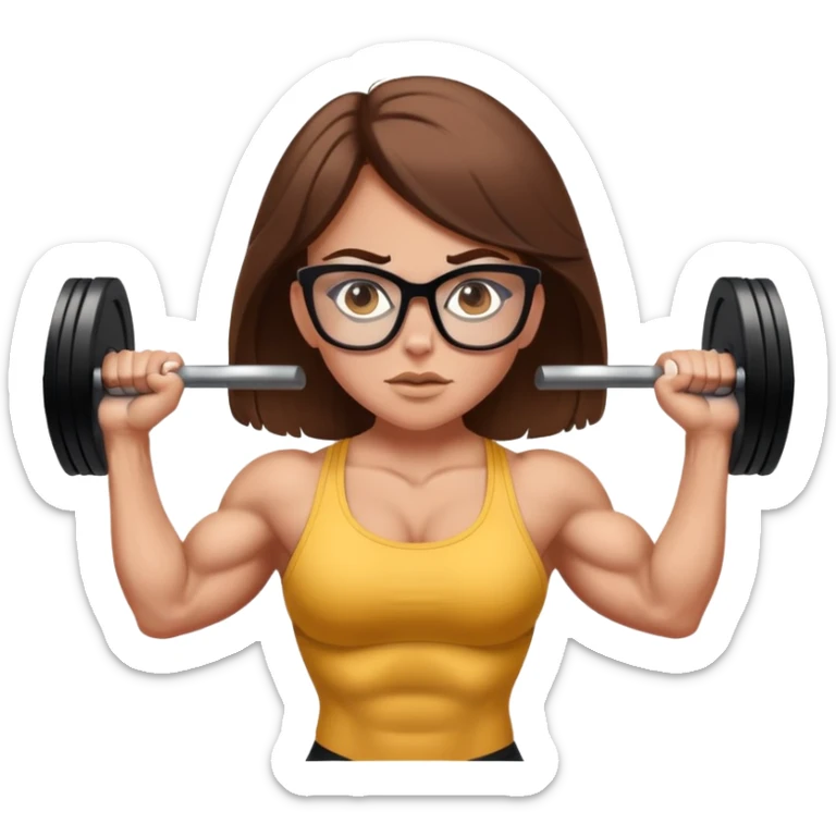 white girl with brown hair and glasses powerlifting on steroids sticker