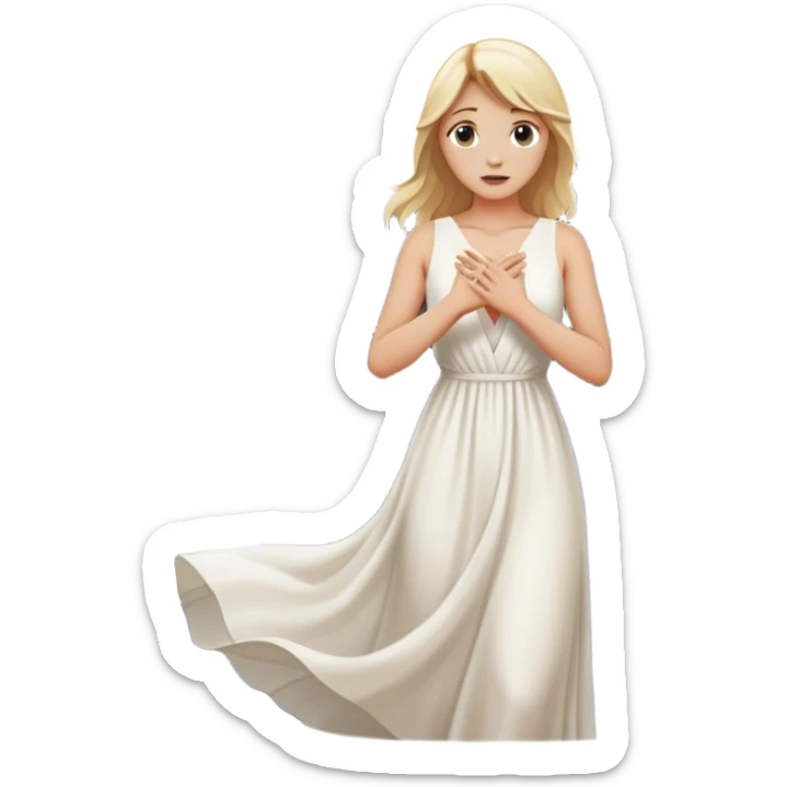 back of a blonde woman in front of a 2 crossroads paths ..places a hand on their chest, the light path, symbolizing their decision to respond instead of react with peace. light trail on mountains sticker