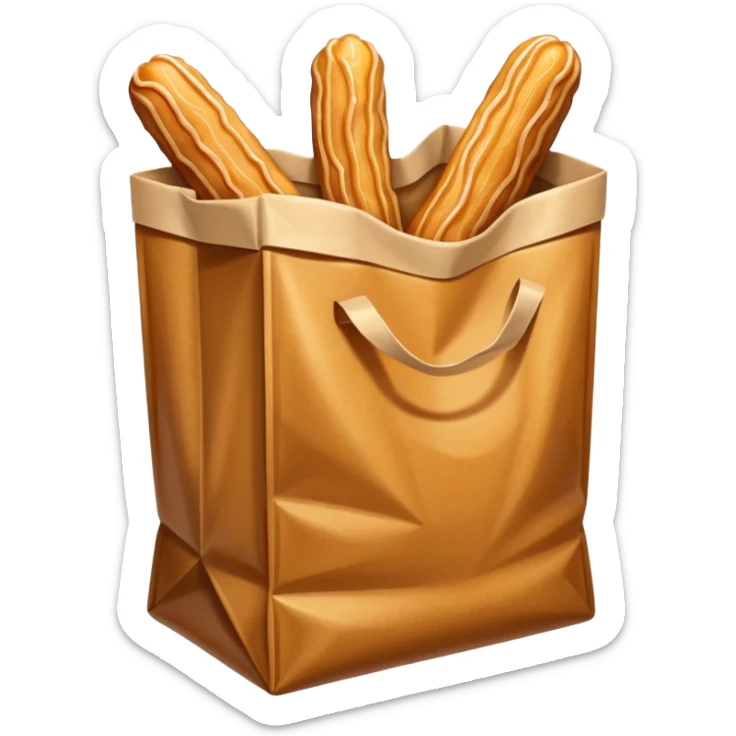 Un sac en papier normal avec à l’intérieur plusieurs churros au caramel bien sucree sticker