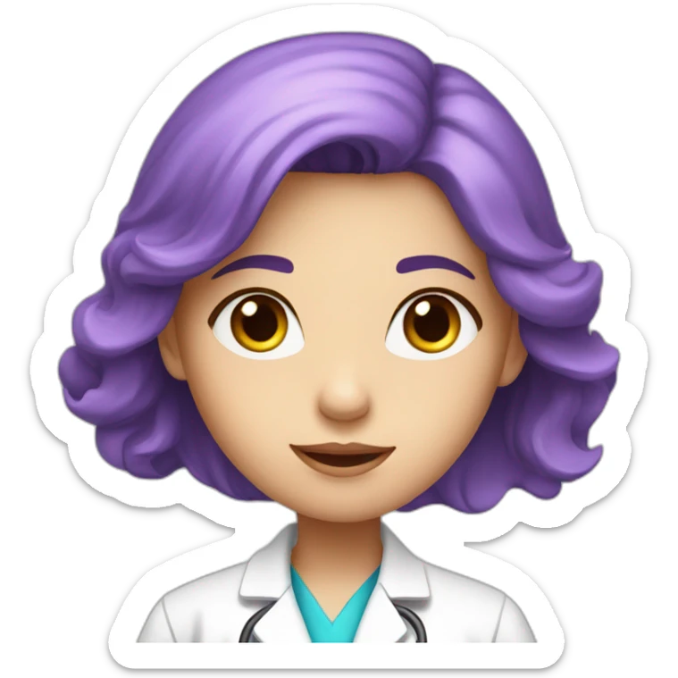 Girl with a violet hair and blue eyes scientist in a labcoat sticker