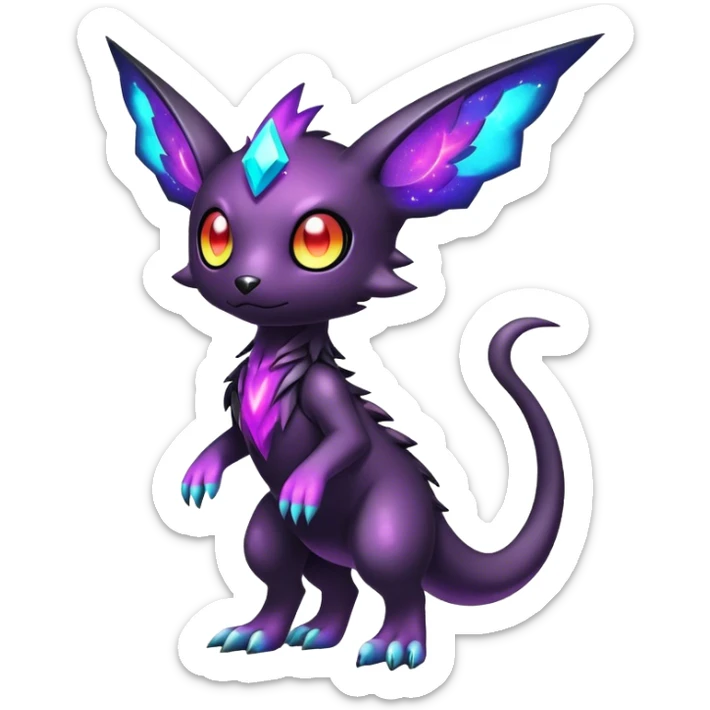 Cute cool colorful dark nebula fantasy-Fakemon-Digimon-animal-hybrid full body sticker