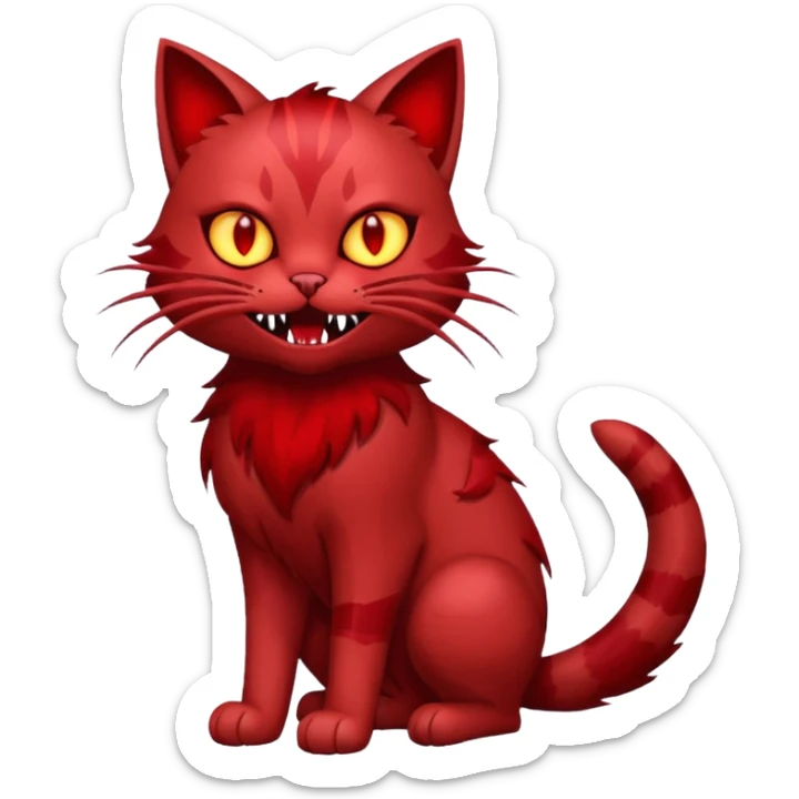 Sanguine crimson maroon burgundy carmine bloody blood-cat-Fakémon-creature (full body) sticker