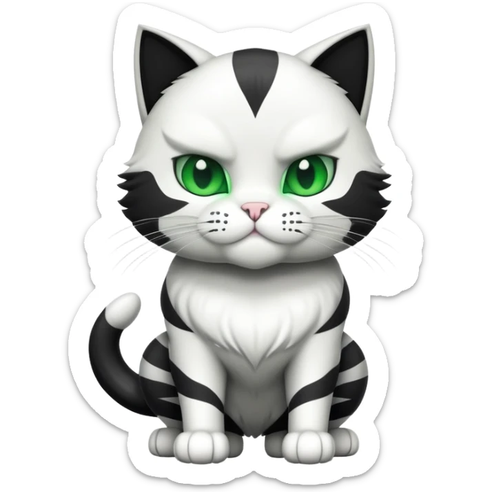 Jacked up Huge jumbo Super Duper Muscular Cat with a 10 pack full body black and white body and green eyes  sticker