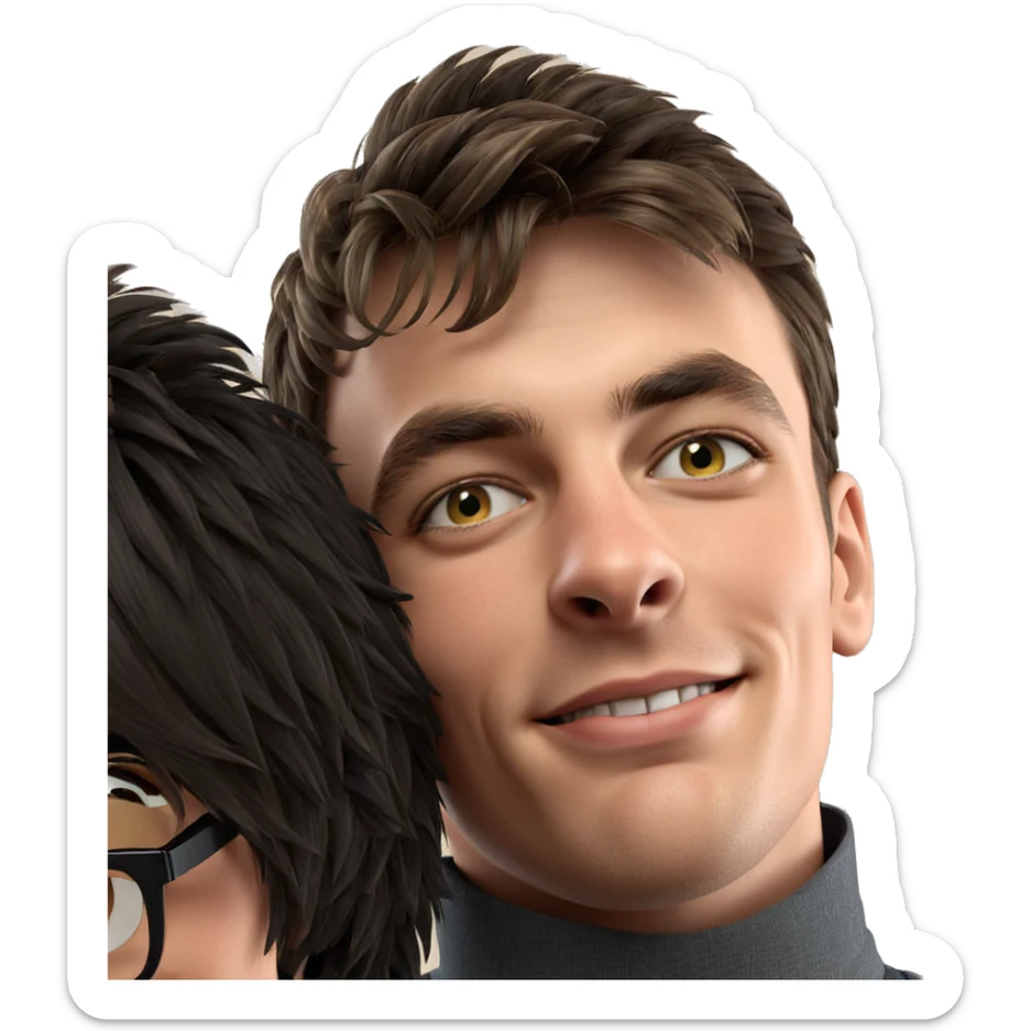 smiling boy with glasses portrait sticker