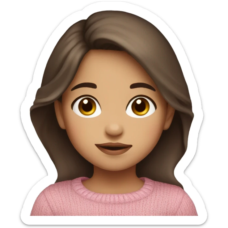 toddler girl, hispanic, long brown hair, brown eyes, pink sweater, winter sticker