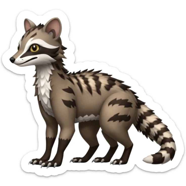 Vernid-Sergal-Trico-Civet-fusion-hybrid-animal-creature, full body sticker