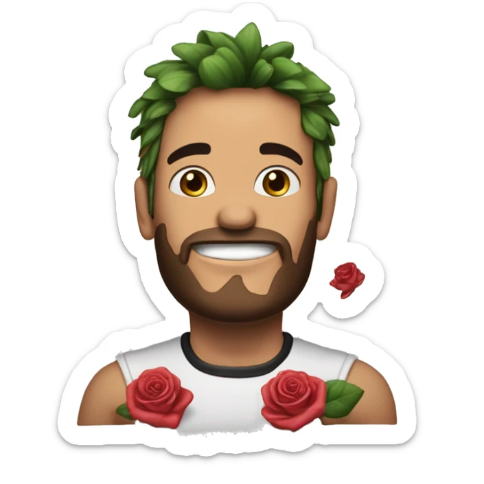 Dos manos agarrando dos rosas cruzadas entre ellas y la agarran desde el tallo y en las manos una ponga sauce y en la otra boyz y ese tatuaje entre los nudillos ambos  sticker