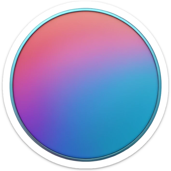 
One  Rotate 55 degree  coin color in in gradient of turquoise, blue, pink, purple, and coral sticker