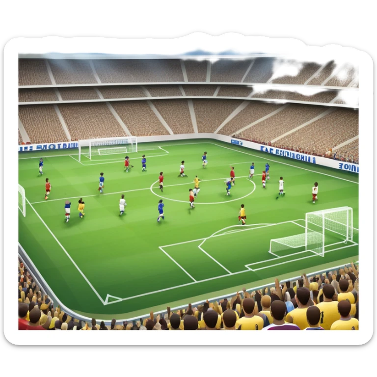 An icon showing close-up players in action, inspired by EA Sports FC 25. The design features players on the field, with the stadium lights shining brightly and a lively crowd in the stands. Transparent background highlights the energy and excitement of the match. sticker