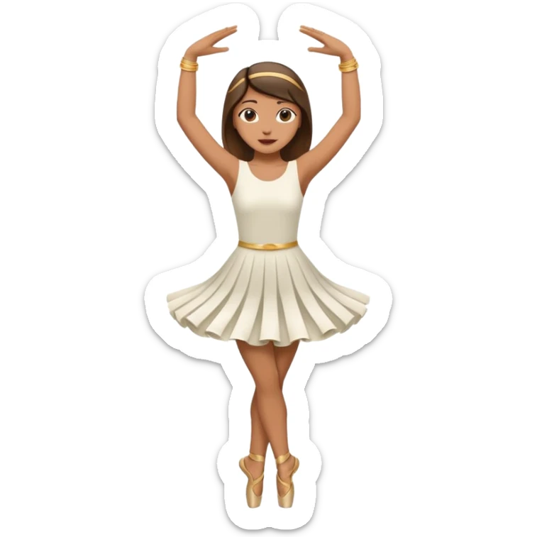 Danseuse avec les mains en l'air en haut avec Paume de mains vers l'extérieur, et une jambe sur la pointe des pieds et l'autre relevée, pliée et avec appui sur l'autre jambe.  sticker