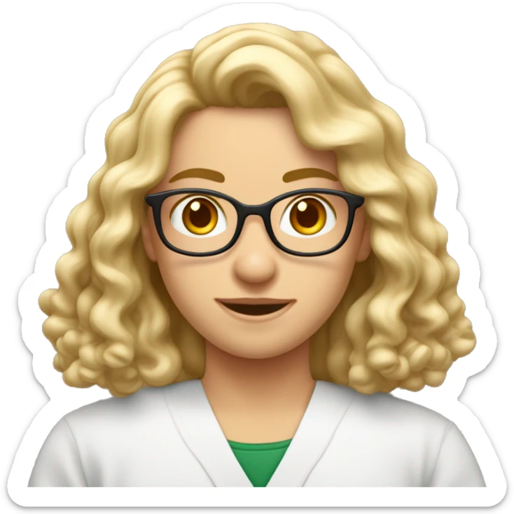 estudiante de enseñanza media, alumno medianamente alto, tez blanca, de cabello rubio con rizos y cejas rubias sticker