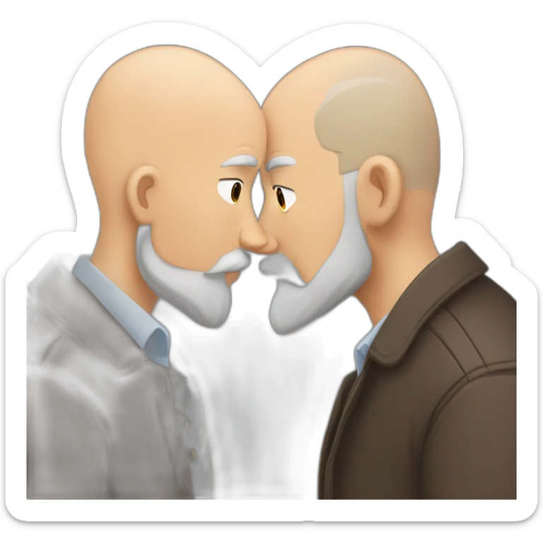 older bald brown European bearded detective  kissing bald older African bearded detective  sticker