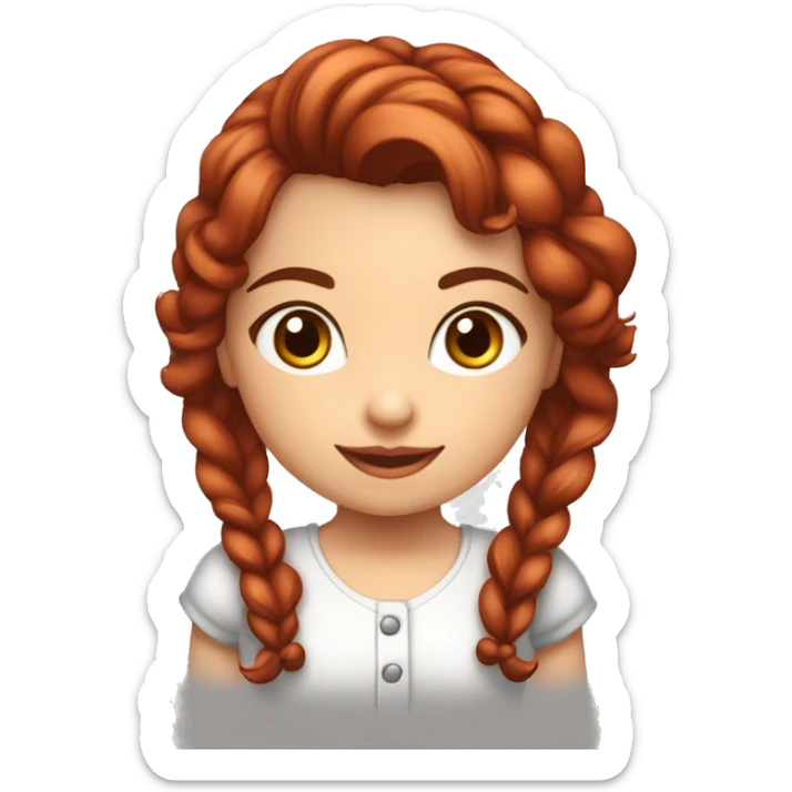 Menina ruiva, cabelo liso, olhos castanhos, com avental vermelho e um geladinho na mão sticker