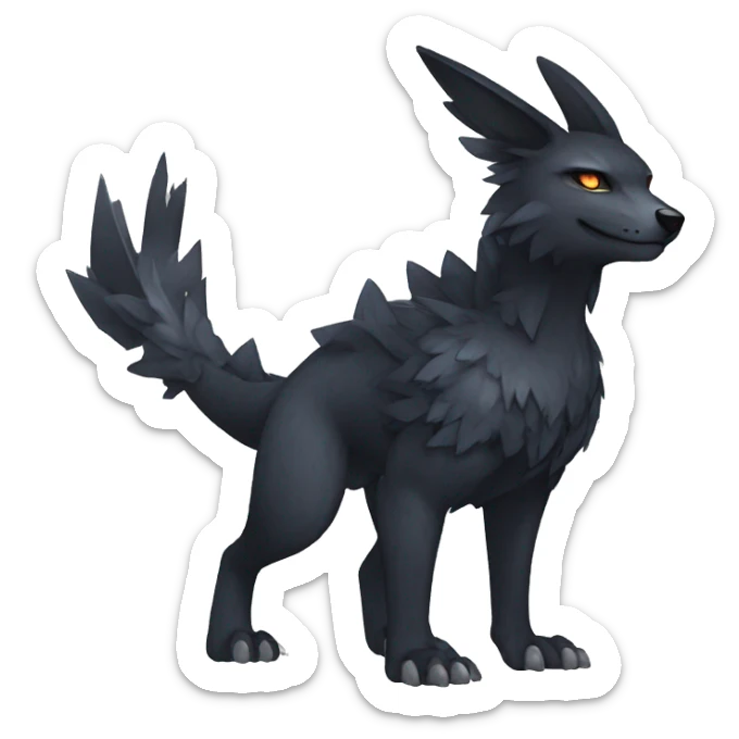 cool edgy fantasy dark-themed animal hybrid Fakemon full body sticker