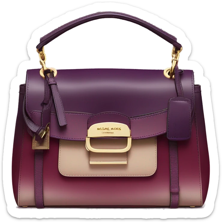 Realistic isolated dark plum to dark wine color ombre Michael Kors satchel purse.  sticker