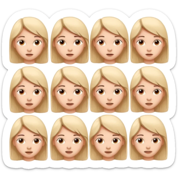 Pencil sketch sheet of a teenage girl's head, 10 different facial expressions, minimal line art, hand-drawn style, isolated on white background, sketchy aesthetic. sticker