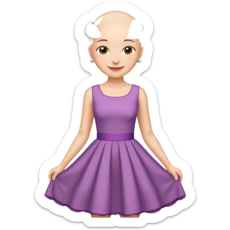create pretty girl with bald head with pretty dress shot is waist close sticker
