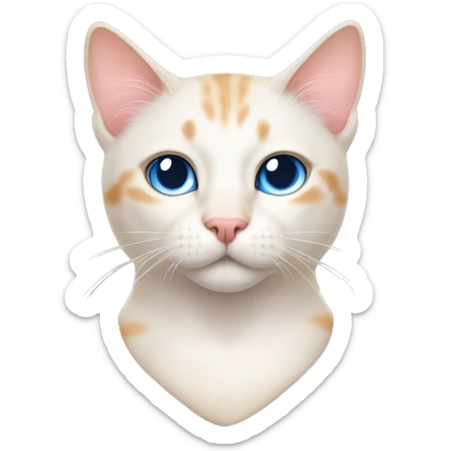 a flame point male cat with blue eyes and pink nose, and little black flecks on his nose  sticker