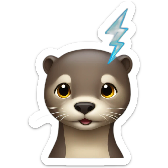 otter with lightning on head sticker