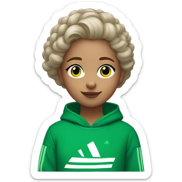 Girl with wawy hair, green eyes, light skin in adidas sweatshirt  sticker
