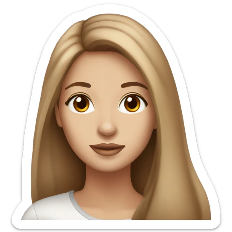 beautiful woman, straight long light brown hair, brown eyes With Maltese dog sticker