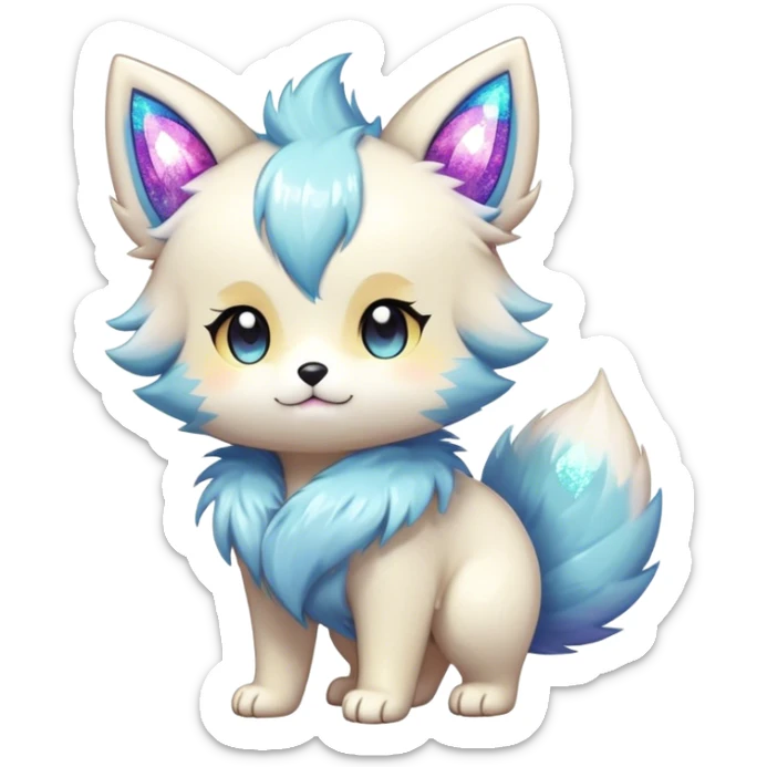  High quality detailed Cute Cool Kawaii stylish Pretty Chibi Fur-Sona Shiny Colorful Sparkly Fakemon Full Body sticker