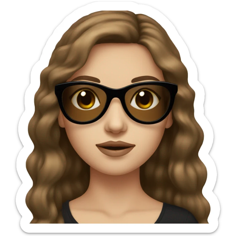 White Girl with brown hair wearing black cat eye sunglasses sticker