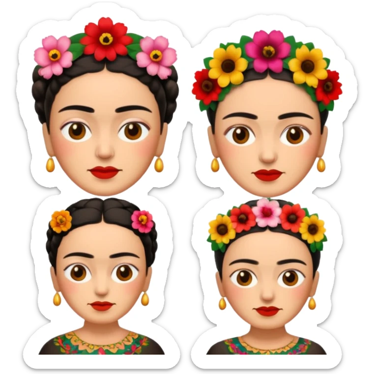 defferent emojis of Frida Kahlo in style of her artworks  sticker