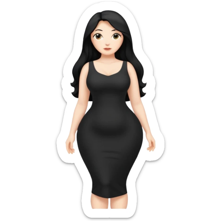White naked curvy woman with long black hair and big ass  sticker
