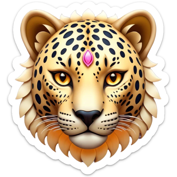 Cinematic Noble Jaguar Portrait Emoji, Poised and elegant, with a sleek, muscular build adorned with striking rosette patterns and intense, focused eyes, Simplified yet sharp and sophisticated features, highly detailed, glowing with a soft, wild luminescence, high shine, intelligent and graceful, stylized with an air of untamed nobility, focused and alert, soft glowing outline, capturing the essence of a watchful guardian that feels as though it could step out of the screen with effortless authority! sticker