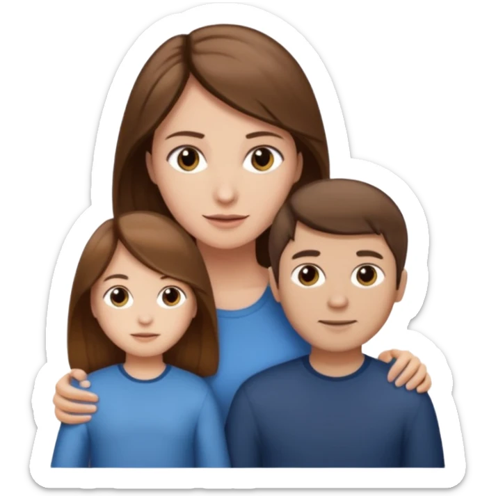 woman with long brown hair and fair skin, and man with short brown hair and fair skin, and a small child with light brown hair and fair skin next to the man.

 sticker