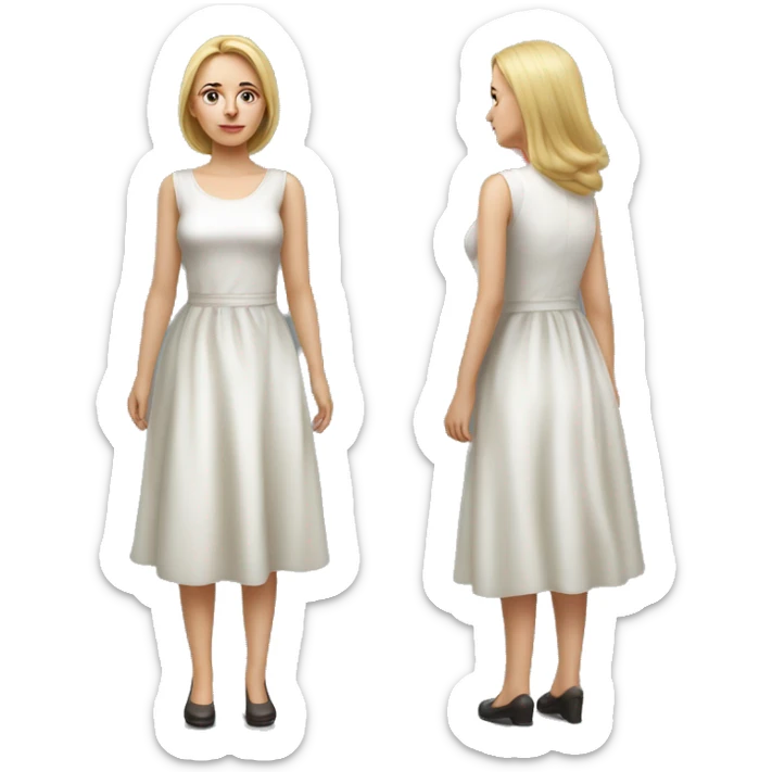 Russian woman full length in dress photorealistic serious sticker