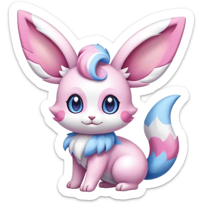 Shiny Vibrant Colorful Rare Sylveon-Minccino-Espurr-Cinccino-creature-hybrid sticker