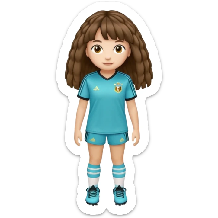 Crie um emoji de uma menina gordinha com o cabelo vermelho longo com uma franja reta casaco de gola alta da adidas sticker