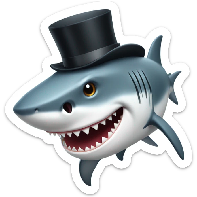 Shark with a top hat sticker
