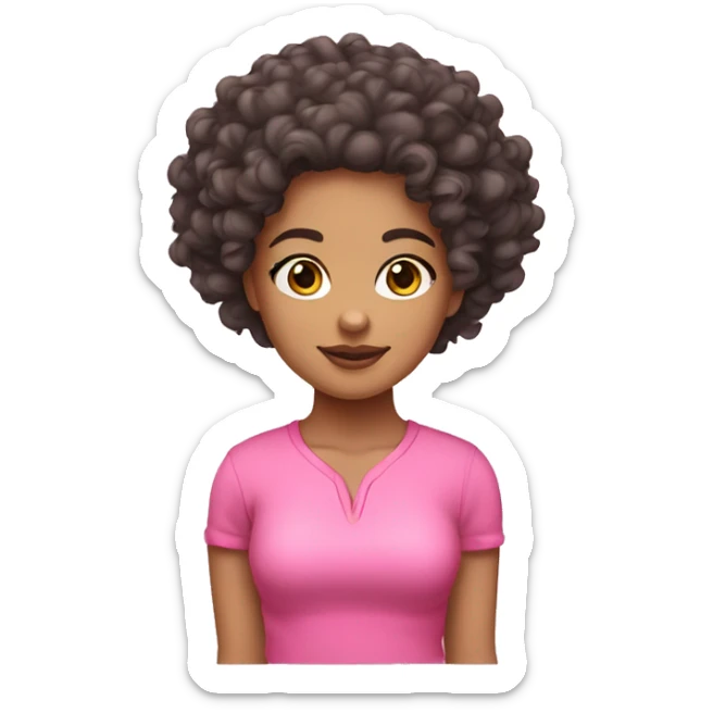 lightskin girl with curly hair in pink outfit sticker