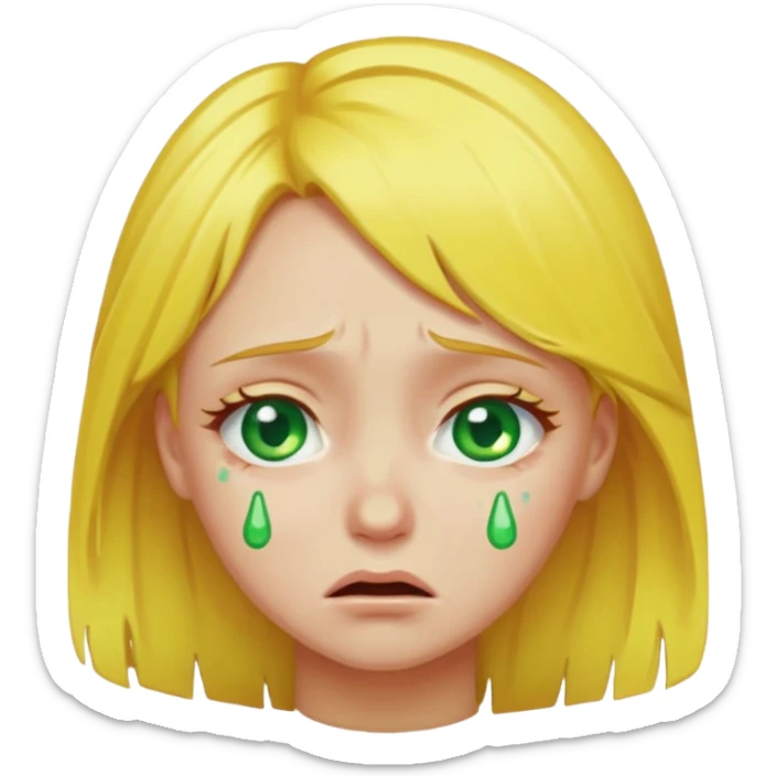 the girl is that criying she has green eyes and yellow hair sticker