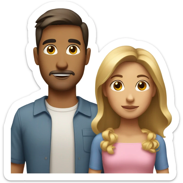 Puerto rican beard short brown hair  husband with blond long hair wife and brown long hair daughter Family  sticker