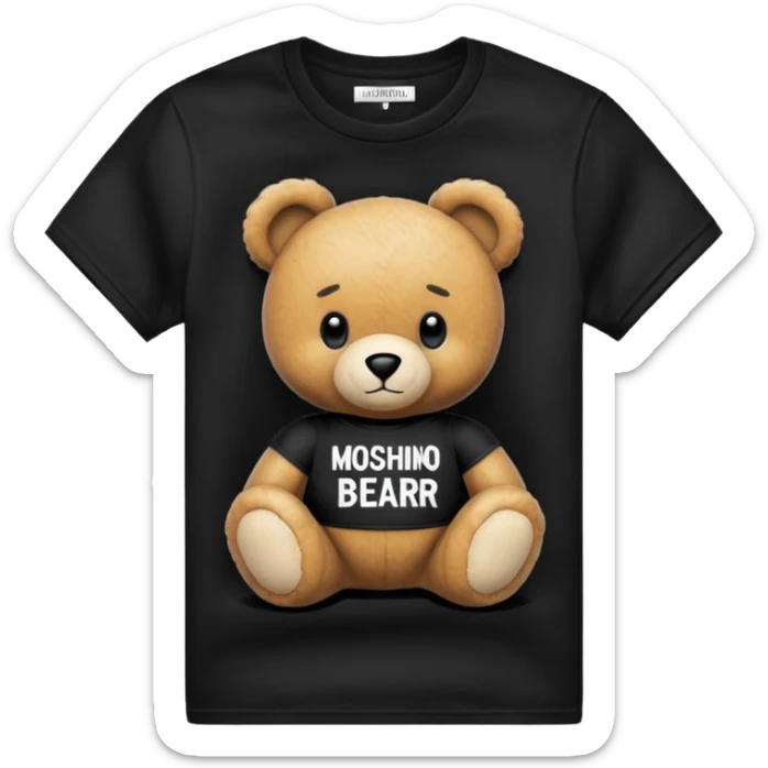 Ultra Detailed, Realistic black color, Moschino
teddy bear-print T-shirt sticker