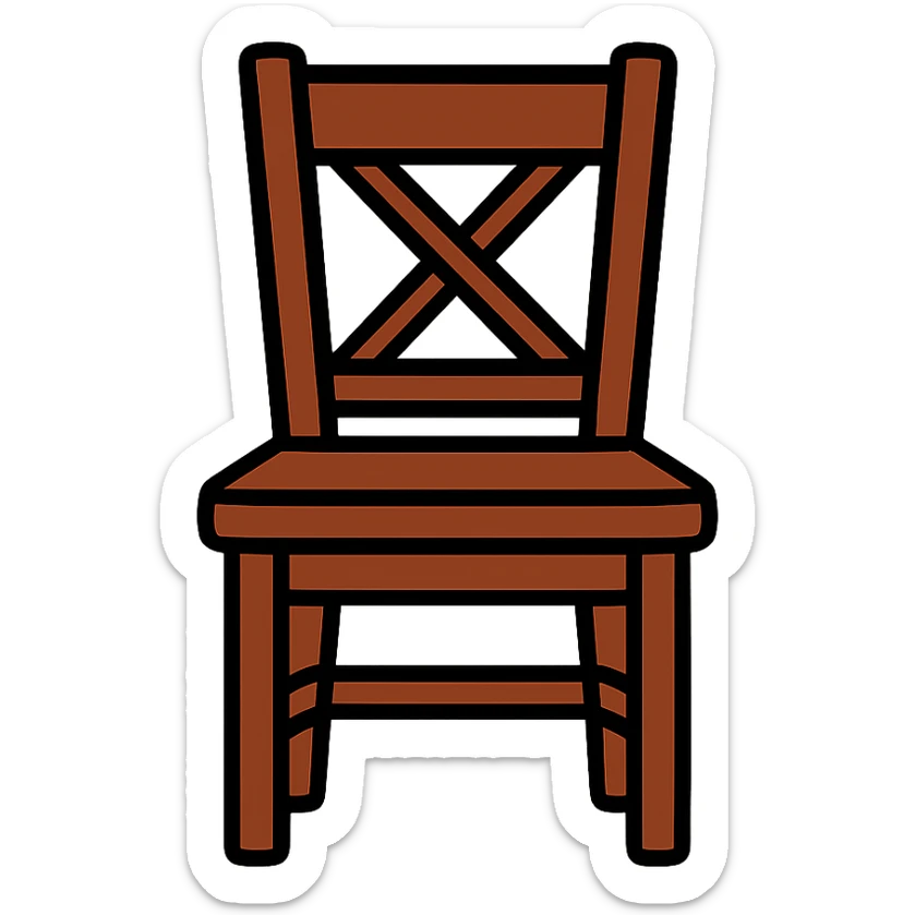 rustic farmhouse wood chair, chocolate color, color outline style sticker