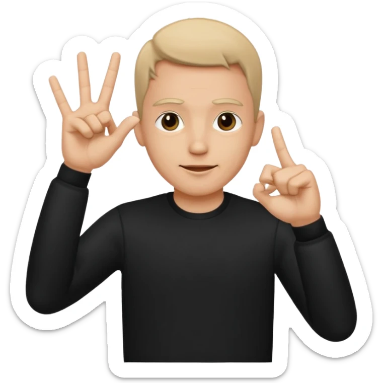 A man wear black his skin tone is beige and he does like Yoo wassup sticker