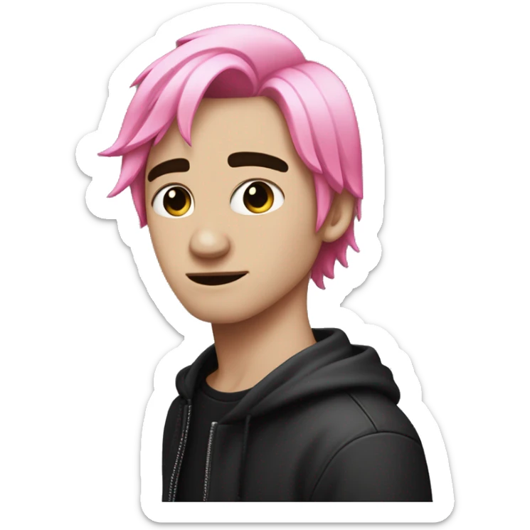 A guy with split toned hair like little peep make one side of his hair black and the other side pink, also make him emo sticker