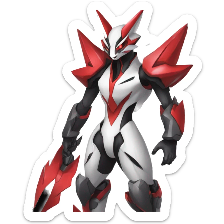  Cool Edgy Futuristic Black White Red Zangoose-Digimon-Medabot-Mecha full body sticker