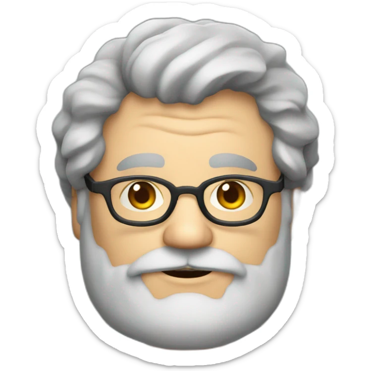 Old very fat scientist with a short beard and glasses and dark gray hair sticker