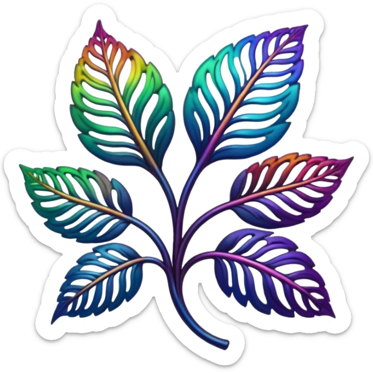 dark rainbow filigree design, leaf shapes, flower shapes, nature shapes, toxic nature, toxic plants sticker