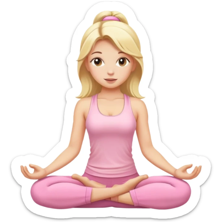 blonde yoga girl light pink clothes n sticker