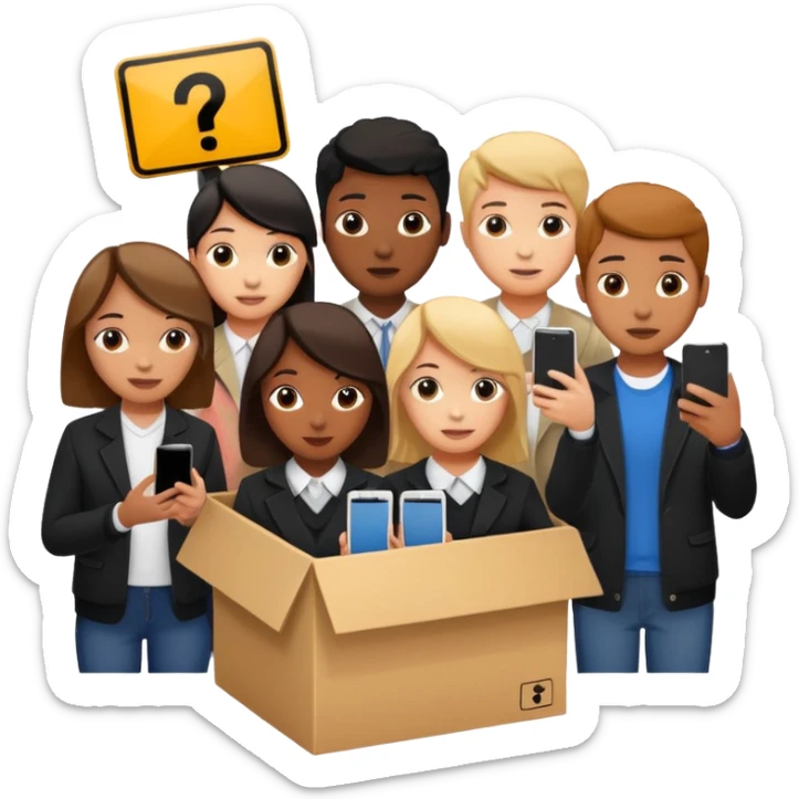 Students handing over their phones to a box  A box with a no phones allowed sign sticker